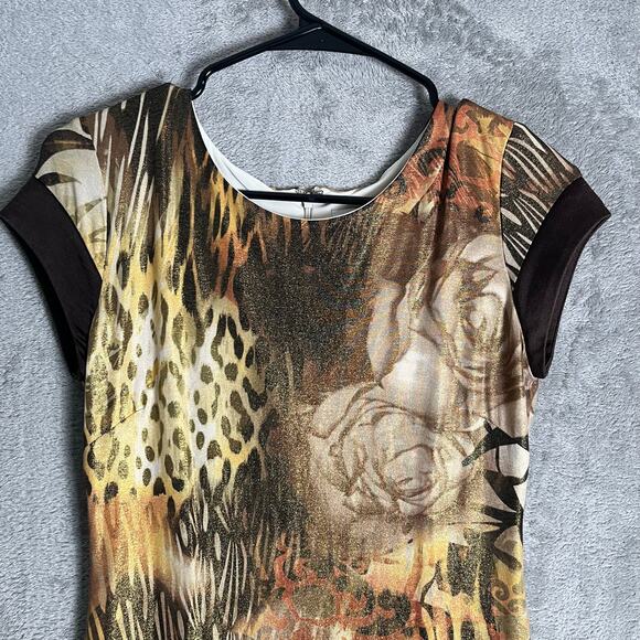 Vintage Cache Abstract Animal Print Dress Boho Glam Y2K Baddie 2000s Glam Size 4 - Picture 5 of 6